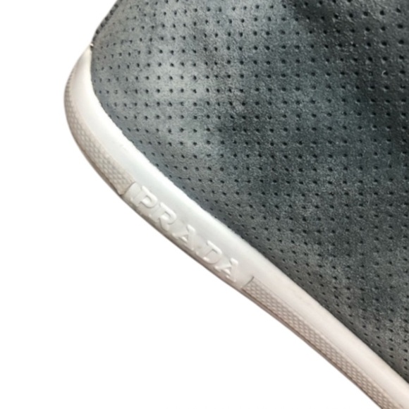 Prada Mid Top Eyelet Cap Toe Gray Sneaker Size 37.5 / US 6.5-7 - Picture 8 of 11